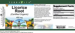 Label for Licorice Root (Certified Organic) 450 mg