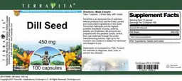 Label for Dill Seed 450 mg
