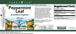 Label for Peppermint Leaf (Certified Organic) 450 mg