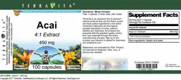 Label for Acai 4:1 Extract 450 mg