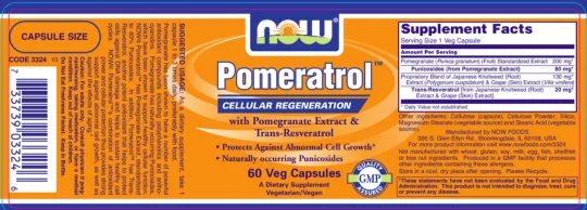 Label for Pomeratrol With Pomegranate Extract & Trans-Resveratrol