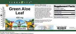 Label for Green Aloe Leaf 450 mg