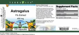 Label for Astragalus 450 mg 1% Extract
