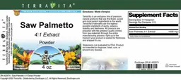 Label for Saw Palmetto 4:1 Extract Powder
