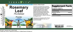 Label for Rosemary Leaf 7% Extract Powder