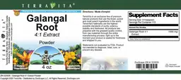 Label for Galangal Root 4:1 Extract Powder