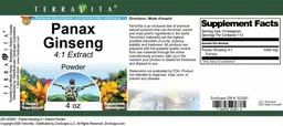 Label for Panax Ginseng 4:1 Extract Powder