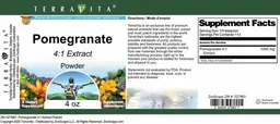 Label for Pomegranate 4:1 Extract Powder