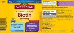 Label for Maximum Strength Biotin 5,000 mcg