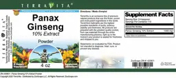 Label for Panax Ginseng 10% Extract Powder