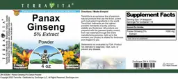 Label for Panax Ginseng 5% Extract Powder