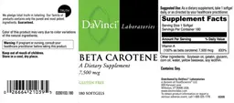 Label for Beta Carotene 7,500 mcg