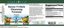 Label for Senna 11-Herb Cleansing Formula Powder