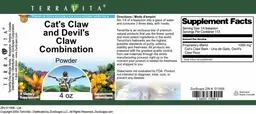 Label for Cat's Claw and Devil's Claw Combination Powder