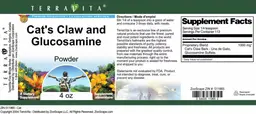 Label for Cat's Claw and Glucosamine Powder