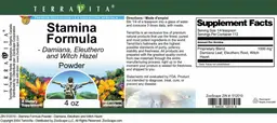Label for Stamina Formula Powder