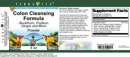 Label for Colon Cleansing Formula Powder