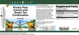 Label for Prickly Pear Cactus and Green Tea Combination Powder