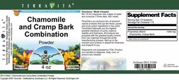 Label for Chamomile and Cramp Bark Combination Powder