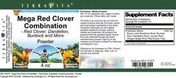 Label for Mega Red Clover Combination Powder