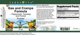 Label for Gas and Cramps Formula Powder