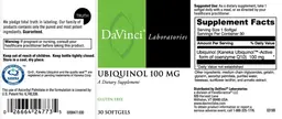 Label for Ubiquinol 100 mg