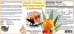 Label for Liquid Vitamin C 400 mg Citrus-Flavored