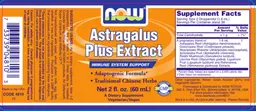 Label for Astragalus Plus Extract