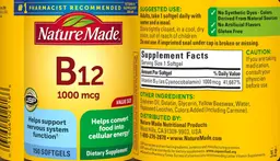 Label for B12 1000 mcg