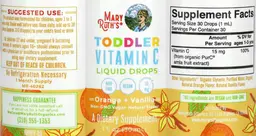 Label for Toddler Vitamin C Liquid Drops 15 mg Orange + Vanilla