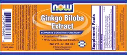 Label for Ginkgo Biloba Extract