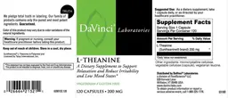 Label for L-Theanine 200 mg