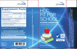 Label for HLC Fit For School Natural Black Currant Flavor