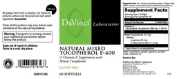Label for Natural Mixed Tocopherol E-400