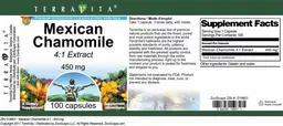 Label for Mexican Chamomile 450 mg 4:1 Extract