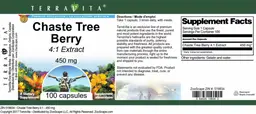 Label for Chaste Tree Berry 450 mg 4:1 Extract