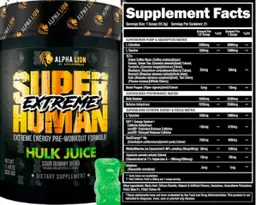 Label for Superhuman Extreme Hulk Juice Sour Gummy Bear