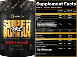 Label for Superhuman Pre Lion's Blood Red Gummy Bear