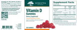Label for Vitamin D Gummies Natural Raspberry Flavor