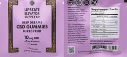 Label for Deep Dreams CBD Gummies 10 mg Mixed Fruit
