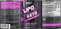 Label for Lipo6 Black Keto Advanced Formula