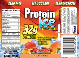 Label for Protein Ice Power Shot Peach Mango