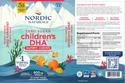 Label for Zero Sugar Children's DHA Gummy Chews Tropical Punch