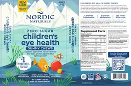 Label for Zero Sugar Children's Eye Health Gummy Chews Strawberry Lemonade