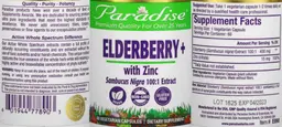 Label for Elderberry + with Zinc
