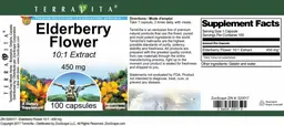 Label for Elderberry Flower 450 mg 10:1 Extract