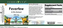 Label for Feverfew 450 mg 0.5% Extract