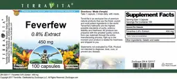 Label for Feverfew 450 mg 0.8% Extract