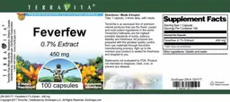 Label for Feverfew 450 mg 0.7% Extract
