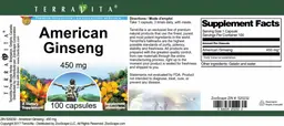 Label for American Ginseng 450 mg